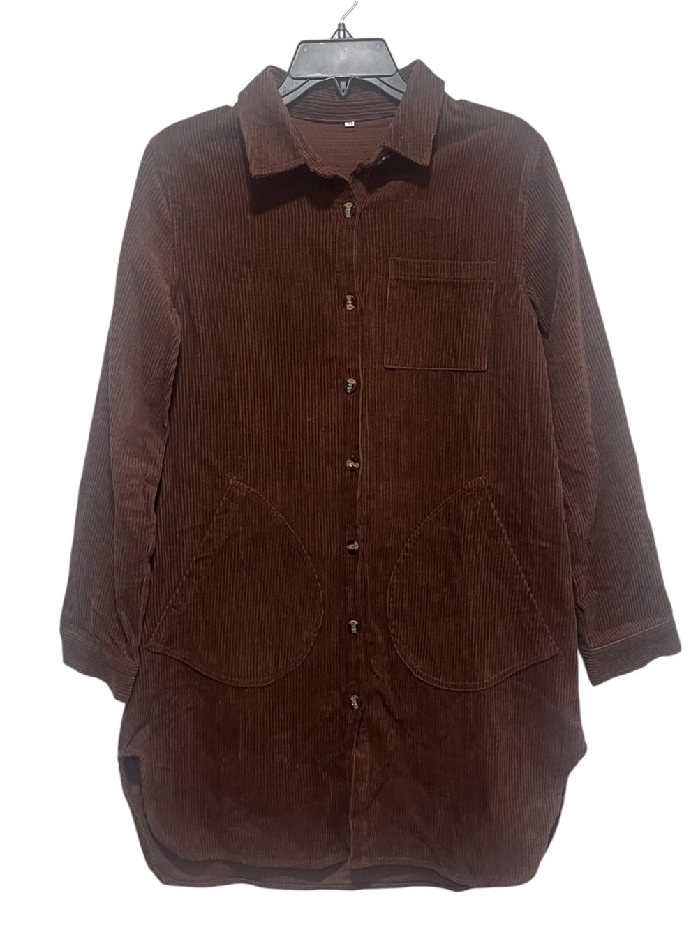 Brown Corduroy Shacket Tunic Shirt Jacket Size M Button Front NWOT
